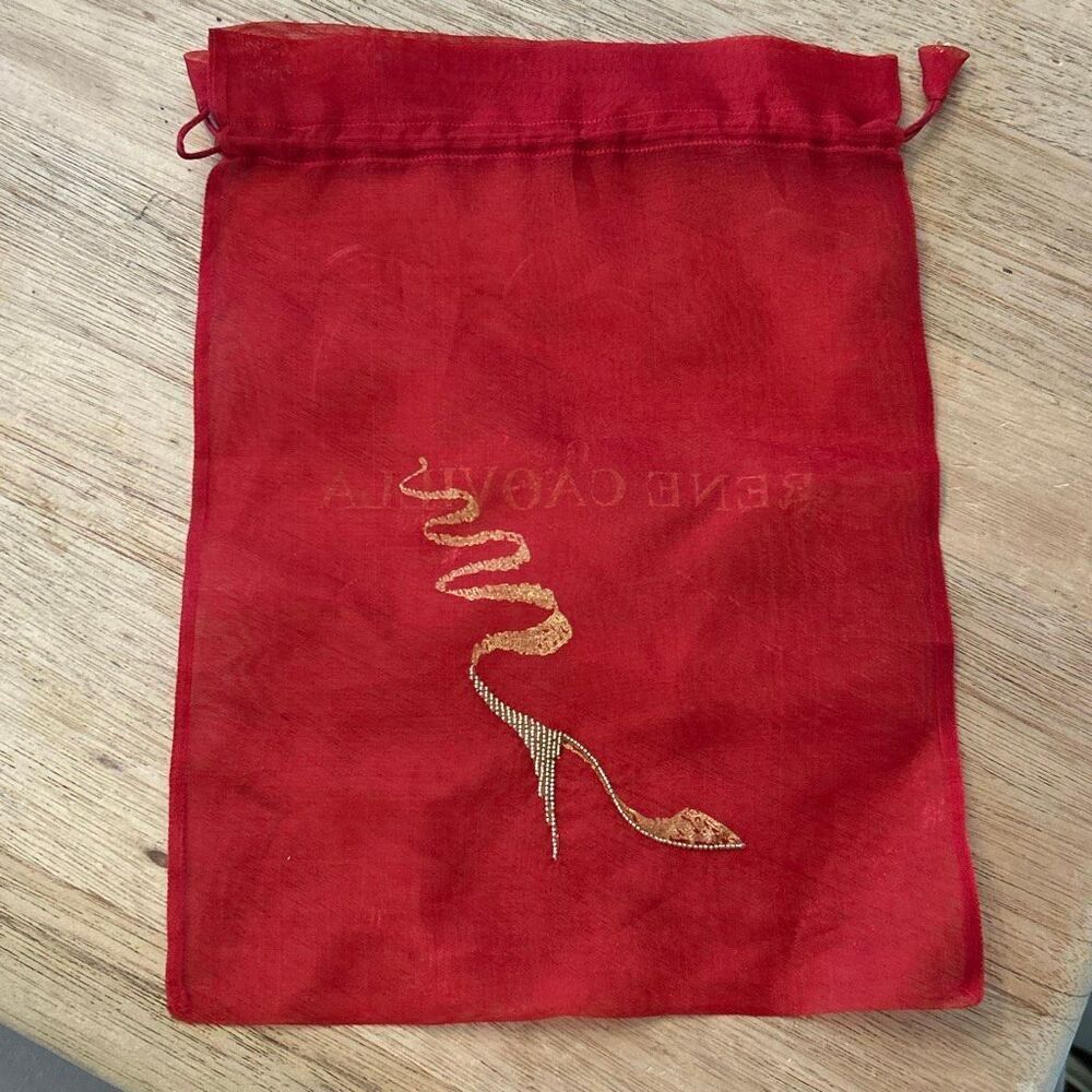Rene Caovilla red dust sheer organza dust bag